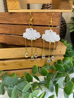 Gold Rain Cloud Earrings | Rain Cloud Gifts | Nature Earrings | Dangle Cloud Earrings | Weather Earrings Jewelry Who doesn't love earrings! Earrings make a small and simple yet powerful fun statement for any look! What a special timeless gift for any loved one. We offer so many different designs and themes. Weather your looking for food, animals, nature, movies, etc. We have you covered and have something to meet everyone's needs. Weather it's Christmas, Birthdays or just a little something to s White Hypoallergenic Drop Crystal Earrings, White Crystal Drop Earrings For Everyday, White Drop Crystal Earrings For Everyday, Everyday White Crystal Drop Earrings, Weather Earrings, Nature Movies, Cloud Earrings, Rain Cloud, Love Earrings