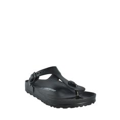 Slip into an ultra lightweight style this season wearing these women's Birkenstock black Gizeh EVA sandals. Designed using an EVA construction, these sandals have a round open toe, EVA lining, an anatomically shaped EVA footbed for outstanding comfort and shock absorption, and a patterned EVA outsole. | Birkenstock Women's Gizeh EVA Sandal in Black Size EU 36/US 5-5. 5 Medium Eva Sandals, Birkenstock Black, Birkenstock Women, Birkenstock Shoes, Birkenstock Gizeh, T Strap, Shoes Boots, Birkenstock, Women's Shoes Sandals