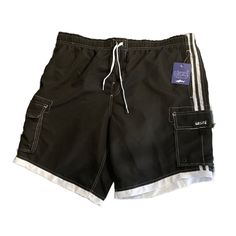 Uzzi Cargo Swim Trunks Shorts Mens Size 4x Amphibious Gear Black Nwt New With Tags Size: 4x Measurements: 21" Waist Laying Flat (Unstretched) 9.5" Inseam From A Smoke Free Home Black Swim Trunks With Built-in Shorts For Outdoor Activities, Black Bottoms For Beach Season Outdoor, Black Beach Bottoms With Pockets, Black Beach Shorts With Pockets, Black Pocketed Shorts For Beach Season, Black Bottoms With Pockets For Beach Season, Black Beach Shorts For Outdoor, Black Swim Trunks With Pockets For Vacation, Black Swim Trunks For Beachwear