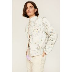 Off-white floral cotton (100% Organic Cotton). Lining (100% Polyester). Jacket. Long sleeves. Crewneck. Tie closure. 22.5 "from shoulder to hemline. Imported. Spring Cotton Outerwear With Floral Embroidery, Casual Outerwear With Floral Print For Daywear, Summer Cotton Outerwear With Floral Print, Spring Cream Outerwear With Floral Print, Summer Cotton Floral Print Outerwear, Summer Floral Print Cotton Outerwear, Summer Floral Cotton Outerwear, Cream Floral Print Outerwear For Spring, White Cotton Outerwear With Floral Print