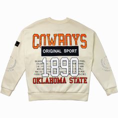 Get ready to cheer on your Oklahoma State Cowboys with our black label premium fleece drop-shoulder crewneck with ribbed knit neckline, cuffs, and waistband. From the game to the everyday, this is your go-to choice. Trendy Streetwear Sweatshirt For Sports Season, Trendy Sweatshirt For Streetwear And Sports Season, Collegiate Crew Sweatshirt With Graphic Print, Collegiate Logo Print Sweatshirt For Fall, Graphic Print Sweats For Sports Season Streetwear, Graphic Print Long Sleeve Sweatshirt For Sports Season, College Crew Sweatshirt With Graphic Print, Varsity Sweatshirt With Text Print For Streetwear, Varsity Long Sleeve Graphic Print Sweatshirt