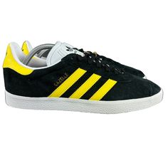 Adidas Originals Gazelle Core Black Yellow Suede Shoes Ig0669 Men's Sizes 7.5 - 12 New With Box. Follow Us! We List Lots Of New Shoes And Athletic Wear Daily! We Box Ship All Items Asap On The Same Business Day Until 12pm Est! Adidas Yellow Leather Sneakers, Yellow Leather Adidas Sneakers, Adidas Yellow Sneakers With Rubber Sole, Yellow Low-top Sneakers With Adidas Logo, Yellow Lace-up Adidas Sneakers, Yellow Adidas Sneakers With Round Toe, Adidas Hiking Shoes, Adidas Iniki, Adidas Zx Flux