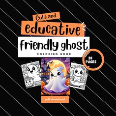 the book cover for cute and educative friendly ghost coloring book with pictures of ghosts