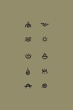 an image of different symbols on a brown background