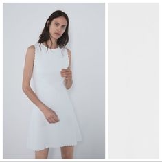 Nwt. Zara White/Ivory Knit Dress With Round Neck, Sleeveless, A-Line Silhouette. Size S. Ref. 6771/103. Pit To Pit 15" Flat, Shoulders 11,5", Waist 13", Length 34". W. White Stretch A-line Sleeveless Dress, White Fitted Knit Dress, Fitted White Knit Dress, Elegant Knit Sleeveless Dress For Spring, Feminine White A-line Sleeveless Dress, Elegant Sleeveless Knit Mini Dress, Chic White Knit Dress, Elegant Sleeveless Stretch Dress By Zara, Elegant Stretch Sleeveless Dress By Zara