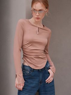 Gris Casual Collar manga larga Tela tejida Liso  Embellished Elástico Alto Sports Wear Women, Crop Top Casual, Keyhole Neck, Collar Tshirt, Women Sports, Sports Wear, Fashion Hair Accessories, Women T Shirts, Long Sleeve Casual