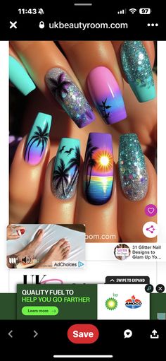 Tropical Beach, Nail Art, Art, Nail Arts