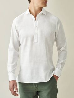 White Linen Shirt Men, Kaftan Design, Kaftan Designs, White Linen Shirt, Capture The Moment, Summer Lookbook, Northern Italy, Bergamo, Linen Trousers