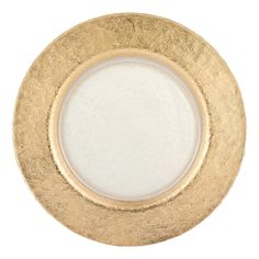 an empty gold plate on a white background