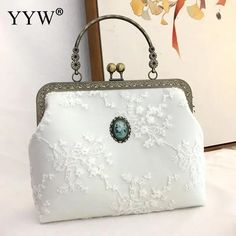 Mqtime Retro Lace Chinese Style Portable Small Bag Elegant Pure Color Cheongsam Handcarry Bag For Woman Wedding Party Top Handle Purse Chinese Embroidery, Pregnancy Shoes, Bag Elegant, Purse Brands, Long Sleeve Knit Dress, Party Tops, Cheongsam, Pure Color, Small Bag