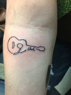 Memorial Guitar Tattoo, Dainty Guitar Tattoo, Tiny Guitar Tattoo, Guitar Memorial Tattoo, Minimalist Guitar Tattoo, Small Guitar Tattoo, Nashville Tattoos, Love Dad Tattoo, Girl Cross Tattoos