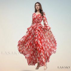 Lasaky - Extra-Large Floor-Length Party Gown with Flared Cape Stylish Formal Dresses, Gown With Cape, Long Maxi Gowns, Long Formal Gowns, Glamorous Party, Chiffon Dress Long, Long Evening Gowns, Party Gown, Maxi Gowns