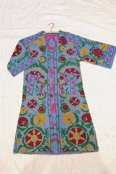 Suzani Jacket – Llani Bohemian Spring Kurta With Motifs, Spring Bohemian Kurta With Motifs, Folk Style Multicolor Kurta For Spring, Multicolor Folk Style Kurta For Spring, Folk Style Multicolor Spring Kurta, Spring Folk Style Multicolor Kurta, Bohemian Kurta With Resham Embroidery For Fall, Bohemian Resham Embroidered Kurta For Fall, Traditional Blue Kurta For Fall