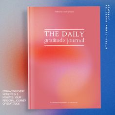 the daily gratitude journal on a blue and pink background