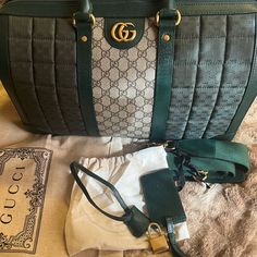 Brand New From One Of The Most Amazing And Stylish Collections In Gucci. Comes With The Long Strap, Travel Tag, Gucci Hang Tag And Dust Bag. Ships Immediately. Price To Sell So Not Accepting Lowball Offers. Gucci Duffel Bag Travel, Gucci Luggage, Gucci Travel, Small Duffle Bag, Leather Travel Bag, Satin Bags, Bags Logo, Leather Travel, Gucci Belt