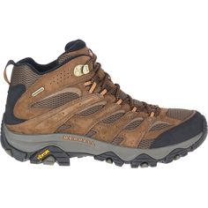 the men's hiking shoe is brown and black