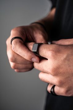 Pictured here is our solid signet ring in black. This ring is perfect when worn on it's own or with other pieces of black jewelry. Black Minimalist Signet Ring For Everyday, Adjustable Black Minimalist Signet Ring, Minimalist Adjustable Black Rings, Adjustable Matte Black Modern Jewelry, Modern Matte Black Adjustable Jewelry, Minimalist Black Signet Promise Ring, Adjustable Black Rings For Everyday Wear, Sleek Black Everyday Jewelry, Black Everyday Ring Jewelry