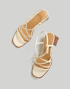 Coming in smooth leather, these strappy sandals have an open toe and sculpted stacked block heel. And, cushiness alert: our MWL Cloudlift Lite padding makes it feel like you're walking on a...well, you know.2' heel.Upper: 100% leather.Lining: 60% recycled polyester, 25% elastic, 15% nylon.Outersole: 42% recycled rubber, 32% natural rubber, 26% other materials.Buckle: 92% recycled zinc, 8% copper.Do Well: leather sourced from a tannery that was certified by the Leather Working Group (LWG), an org Brown Strappy Sandals, Latest Sandal, Toe Ring Sandals, T Strap Flats, Leather Industry, Recycled Rubber, High Heel Sandals, Natural Rubber