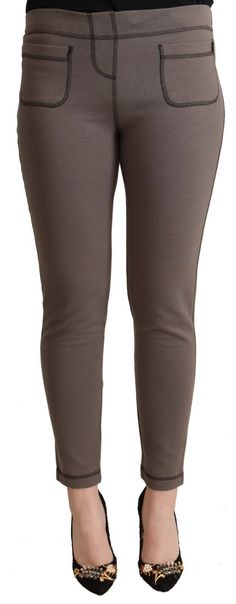 Indulge in the elegance and high-end quality of John Galliano with these stunning new skinny pants. Perfect for adding a touch of sophistication to any wardrobe, these mid waist trousers are sure to flatter your silhouette while ensuring a comfortable fit. Featuring subtle logo details that denote luxury and the craftsmanship synonymous with John Galliano. Color: Gray Material: 90% Cotton 10% Polyamide Country of origin: IT Chic Fitted Solid Sweatpants, Elegant Business Casual Straight Leg Leggings, Elegant Straight Leg Business Casual Leggings, Elegant Straight Leg Leggings For Business Casual, Chic Fitted Sweatpants, Elegant High-waisted Sweatpants, Elegant Ankle-length Leggings For Business Casual, Elegant Straight Leg Leggings, Chic Fitted Straight Sweatpants