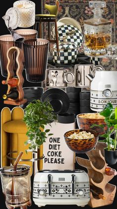 a collage of kitchen utensils, dishes and other items from the past