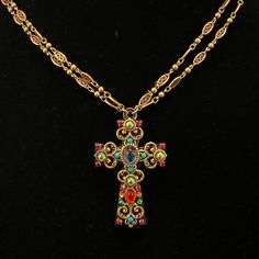 Michal Golan Handcrafted Cross Necklace, 24k Gold Over Brass With Swarovski Crystals. New, With Tags. Perfect Condition. Chunky Gold Cross Necklace, Unique Cross Necklace, Biblical Jewelry, Crucifix Earrings, Catholic Cross Necklace, Vintage Cross Necklace, Xoxo Jewelry, Catholic Necklace, Cross Necklaces