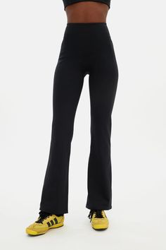 Black Compressive Pocket Flare Legging — Girlfriend Collective Girlfriend Collective Leggings, Chic High Stretch Yoga Pants For Workout, Chic Full Length Yoga Pants For Workout, Chic Full-length Workout Pants, Chic Full Length Workout Pants, Chic Stretch Gym Bottoms, Chic Stretch Bottoms For Gym, Sporty Full Length Pants With Minimal Stretch, Stretch Gym Bottoms