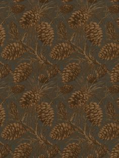 a brown and black wallpaper with pine cones