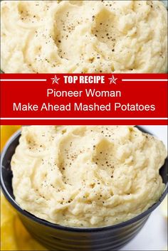 a bowl filled with mashed potatoes on top of a table