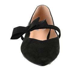 In these mary jane flats, you'll always take on the day with confidence. The Aizlynn by Journee Collection is a pointed-toe flat detailed with a strap at the vamp topped with a darling bow accent. This timeless look fits like a dream, thanks to the soft vegan leather and padded insole.Closure Type: Slip-OnShoe Heel Height: 1/2 InchUpper/Outer Base Material: 100% PolyuretheneShoe Lining Material: PolyurethaneSole Material Content: 100% PolyurethaneToe Type: Pointed Toe, Closed ToeCare: Spot Clean Black Mary Jane Flats For Spring, Party Mary Jane Flats With Low Heel, Party Mary Jane Flats With Pointed Toe, Party Mary Jane Pointed Toe Flats, Black Mary Jane Ballet Flats For Spring, Mary Jane Flats For Parties, Mary Jane Party Flats, Party Ballet Flats In Synthetic Material, Evening Ballet Flats For Fall