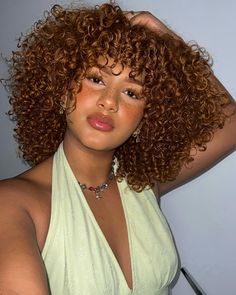 Ginger Hair On Curly Hair, Gold Hair Colors On Black Women, Brown Dyed Curly Hair, 3b Dyed Curly Hair, Natural Curly Hair Highlights, Ginger Lowlights, Honey Curly Hair, Brown Ginger Hair Black Women