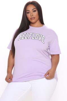 Available In Lavender. Tunic Top Crew Neck Short Sleeve Self Love Stretch 95% Cotton 5% Spandex Imported | More Self Love Tunic Top in Lavender size Medium by Fashion Nova More Self Love, Lavender Fashion, Loungewear Women, Womens Loungewear, Shop Maxi Dresses, Graphic Tees Women, Womens Maxi Dresses, Rompers Women, Tunic Top