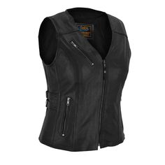 Black Sleeveless Biker Outerwear, Punk Style Sleeveless Vest For Biker Events, Biker Style Vest For Biker Events, Biker Style Vest Outerwear For Biker Events, Black Fitted Moto Vest, Biker Style Sleeveless Vest For Streetwear, Black Biker Vest With Zipper Closure, Winter Biker Sleeveless Vest, Black Sleeveless Moto Outerwear