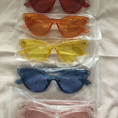 These Are So Bright And Fun! Message Me What Color You Would Like! Trendy Clear Cat Eye Sunglasses For Beach, Casual Clear Cat Eye Sunglasses For Beach, Casual Clear Sunglasses For Spring, Summer Clear Cat Eye Sunglasses, Casual Clear Cat Eye Sunglasses For Summer, Casual Plastic Cat Eye Sunglasses For Beach, Casual Plastic Cat Eye Sunglasses For The Beach, Multicolor Casual Sunglasses For Summer, Casual Multicolor Sunglasses For Summer