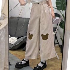 Japanese Kawaii Women Soft Girl Pants Korean · KoKo Fashion · Online Store Powered by Storenvy Kawaii Pants, Pinterest Pretty, Embroidery Pants, Y2k Aesthetic Fashion, Bear Embroidery, Pants Korean, Kawaii Harajuku, Japanese Kawaii, Cute Pants