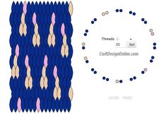 an image of a blue and pink pattern next to a drawing of the same design