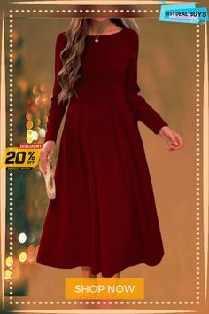 Plain Loose Crew Neck Dress Crew Neck Dress, Buy Dresses, Crewneck Dress, Women's Fashion Dresses, Neck Dress, Fashion Dresses, Crew Neck, Red, Dresses