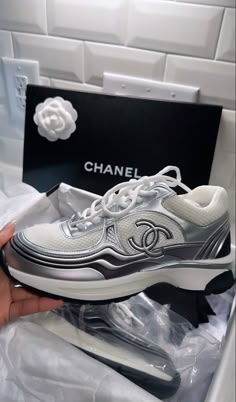 Chanel Runners Outfit, Channel Trainers, Channel Sneaker, Channel Shoes, Pretty Sneakers, Chanel Sneakers, Pretty Shoes Sneakers, Shoes Outfit Fashion