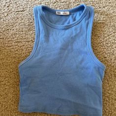 Brand New! Thick Enough To Go Bra Less. Cropped Casual Blue Zara Tank Top, Fitted Blue Zara Tank Top, Zara Blue Fitted Crop Top, Blue Stretch Zara Crop Top, Zara Blue Stretch Crop Top, Trendy Blue Zara Crop Top, Blue Zara Casual Crop Top, Casual Blue Zara Crop Top, Pretty Clothes