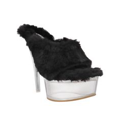 Faux fur with man made sole Slip-on styling Heel measures approx. 5.75" H Platform measures approx. 1.5" H Imported Trendy Winter Heels With Round Toe, Casual Heels With Rubber Heel Cap, Modern Round Toe Winter Heels, Modern Winter Heels With Round Toe, High Heel Booties For Winter, Fall Season Flat Heel Synthetic Heels, Chic Synthetic Heels For Winter, Chic Winter Heels In Synthetic Material, Trendy Slip-on Heels With Reinforced Heel