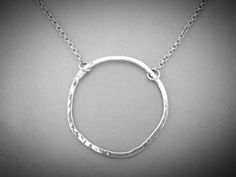 Circle Necklace Silver, Infinity Necklace, Eternity Necklace, Sterling Silver Necklace Everyday Sterling Silver Hoop Necklaces, Adjustable Necklace For Gift, Simple Hand Forged Jewelry As Gift, Simple Hand Forged Jewelry For Gifts, Simple Hand Forged Jewelry For Gift, Handmade Everyday Circle Necklace, Handmade Silver Circle Necklaces, Sterling Silver Hoop Necklace As A Gift, Everyday Wire Wrapped Round Pendant Necklace