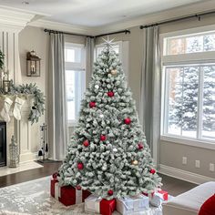 a decorated christmas tree in a living room