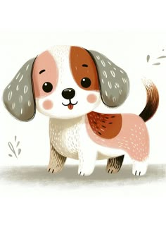 a drawing of a small dog with brown spots on it's face and ears