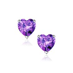 PRICES MAY VARY. MATERIAL: Feburary birthstone stud earrings with 2 0.4ct Heart Amethyst and 925 Sterling Silver basket. Thickened 18K White Gold Plated, Gold Plating thickness is twenty times normal, ensure your earrings shiny forever. Lead free and nickel, comfortable for sensitive ears. DETAILS: Heart stud earrings are secured by 3 prongs, 6*6mm widthness. Classic love heart shaped, romantic yet chic, these heart earrings make the perfect gift for yourself or for someone you love. Each pair o Sterling Silver Heart Earrings With Gemstones, Sterling Silver Heart Earrings With Birthstone, Sterling Silver Heart Cut Birthstone Earrings, Silver Gemstone Heart Earrings For Valentine's Day, Sterling Silver Heart Earrings With Gemstone For Valentine's Day, Valentine's Day Silver Heart Earrings With Gemstone, Valentine's Day Silver Heart Gemstone Earrings, Gemstone Heart Earrings For Anniversary, Anniversary Birthstone Heart Earrings