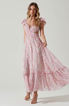 Primrose Floral Strappy Back Maxi Dress – ASTR The Label فستان زهري, Floral Bridesmaid Dresses, Floral Wedding Dress, Ootd Inspo, Designer Outfits, Astr The Label, Pleated Bodice, Pink Floral Dress, Easter Dress