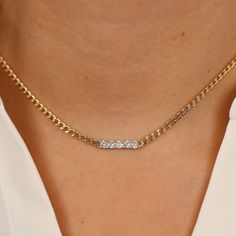 14k Gold Cuban Chain Diamond Necklace / 3mm Cuban Link Necklace with Large Diamonds in 5 Prong Setting / Curb Chain Necklace / 0.60ctw ✔ Handmade ✔ Natural Diamond ✔ Total Carat Weight Diamonds: 0.60ctw ✔ Dimensions of Setting: 3.5 mm The dimension of the links: 3mm We Use only DHL Express for our International Standard Shipping NOW USING ITALIAN TRIGGER LOBSTER CLASPS Available 14K White, Yellow, Rose Gold 🛠 All Sarah Elise pieces are handcrafted and made to order. Please allow 4 - 10 business Anniversary Yellow Gold Diamond Chain Necklace, Luxury Yellow Gold Chain Necklace With Brilliant Cut, 14k Gold Necklace With Curb Chain Style Fine Jewelry, 14k Gold Curb Chain Necklace, Gold Link Necklace With Diamond Accents, Yellow Gold Chain Link Necklace With Cubic Zirconia, Anniversary Yellow Gold Link Diamond Necklace, Yellow Gold Diamond Accented Chain Link Necklace, Yellow Gold Diamond Accent Chain Link Necklace