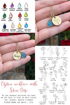 18th Birthday Gifts For Girls, Topaz Yellow, Birth Flower Necklace, Goddaughter Gifts, Engraved Initials, 18th Birthday Gifts, 12 December, Aquamarine Crystal, Birthstone Gifts