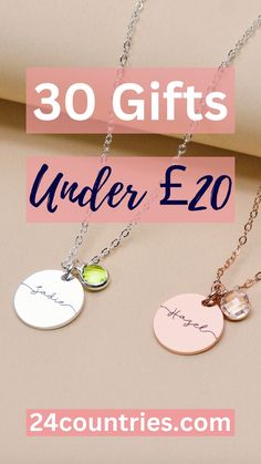 two necklaces with the words under $ 20 on them and an image of three charms