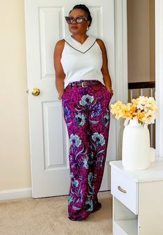 Product Details Elevate your wardrobe with this timeless set, featuring a tailored flare pants in Ankara print. The floral print, offering a touch of elegance for any occasion. Whether you're making a power move in the boardroom or turning heads at a special event, this suit effortlessly combines style and professionalism Ankara Trousers Pants, Ankara Flare Trousers, Stretch Floral Print Wide-leg Pants, Floral Print Rayon Wide-leg Pants, Spring Wide-leg Paisley Print Pants, Hip Hip, Croc Leather, Breath In Breath Out, Green Pants