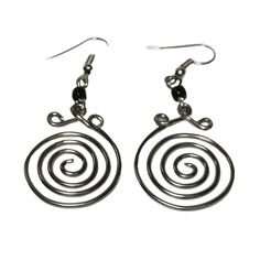 These stunning spiral earrings are hand made in Nairobi, Kenya. They are hand made using recycled copper wire which is then galvanised to achieve the shiny silver colour. The Spiral is used in many Kenyan Jewellery designs.  The spiral is the age-old intuitive symbol of spiritual development and our identity with the universe. Metal Spiral Earrings With Ear Wire, Spiral Metal Earrings With Ear Wire, Spiral Wire Earrings With Ear Wire, Spiral Silver-plated Wire Earrings, Spiral Wire Wrapped Silver-plated Earrings, Spiral Wire Wrapped Metal Hoop Earrings, Wire Wrapped Metal Hoop Earrings, Wire Wrapped Spiral Earrings In Silver Plated Wire, Silver Spiral Wire Wrapped Earrings