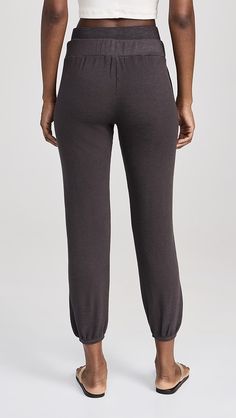 MONROW Supersoft Double Waist Sweatpants | Shopbop Athleisure Pants With Elastic Waistband For Lounging, Athleisure Bottoms With Comfort Stretch, Loosely Fitted Sweatpants With Ribbed Waistband For Lounging, Drawstring Long Jogging Pants, Sporty Comfort Stretch Sweatpants With Pull-on Style, Casual Elastane Bottoms For Jogging, Fall Loungewear Bottoms With Elastic Cuffs, Stretch Jogging Bottoms With Drawstring, Stretch Sweatpants With Pull-on Style For Jogging